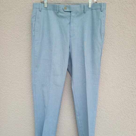 Lauren Ralph Lauren Men's 37x30 Light Blue 100% Linen Flat Front Dress Pants - Picture 1 of 5
